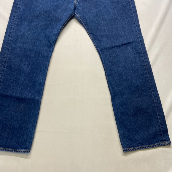Levi's 501 Original Fit Jeans Mens 42x32 Dark Blue Denim Straight Leg Stretch - Picture 8 of 11